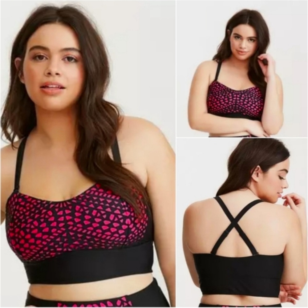 Torrid Pink and Black Swim Top